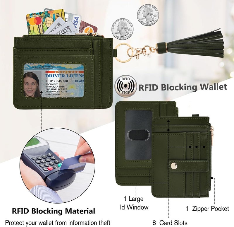 KNGITRYI حافظة مفاتيح مع سوار للنساء، حافظة بطاقات ائتمان رفيعة بتقنية RFID مع سلاسل مفاتيح وخلخال لمفاتيح للرجال والنساء - Image 3